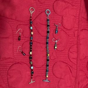 Two toggle bracelets with matching earrings